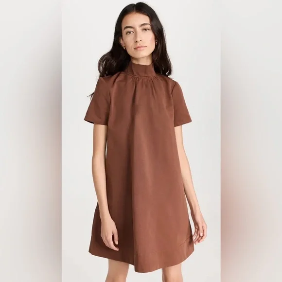 staud chocolate brown dress Elegant Champagne V-neck Long Sleeves Short Mini Homecoming Dress, HD3 –  AlineBridal